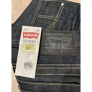 Levis Jeans Mens 34x30 511 Skinny Slim Fit Dark Blue Zip Pockets Casual Cotton